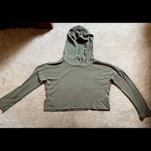 Navy Green Cropped Long Sleeve